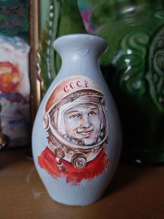 Винтаж СССР Ваза, вазочка Гагарин Юрий, космос