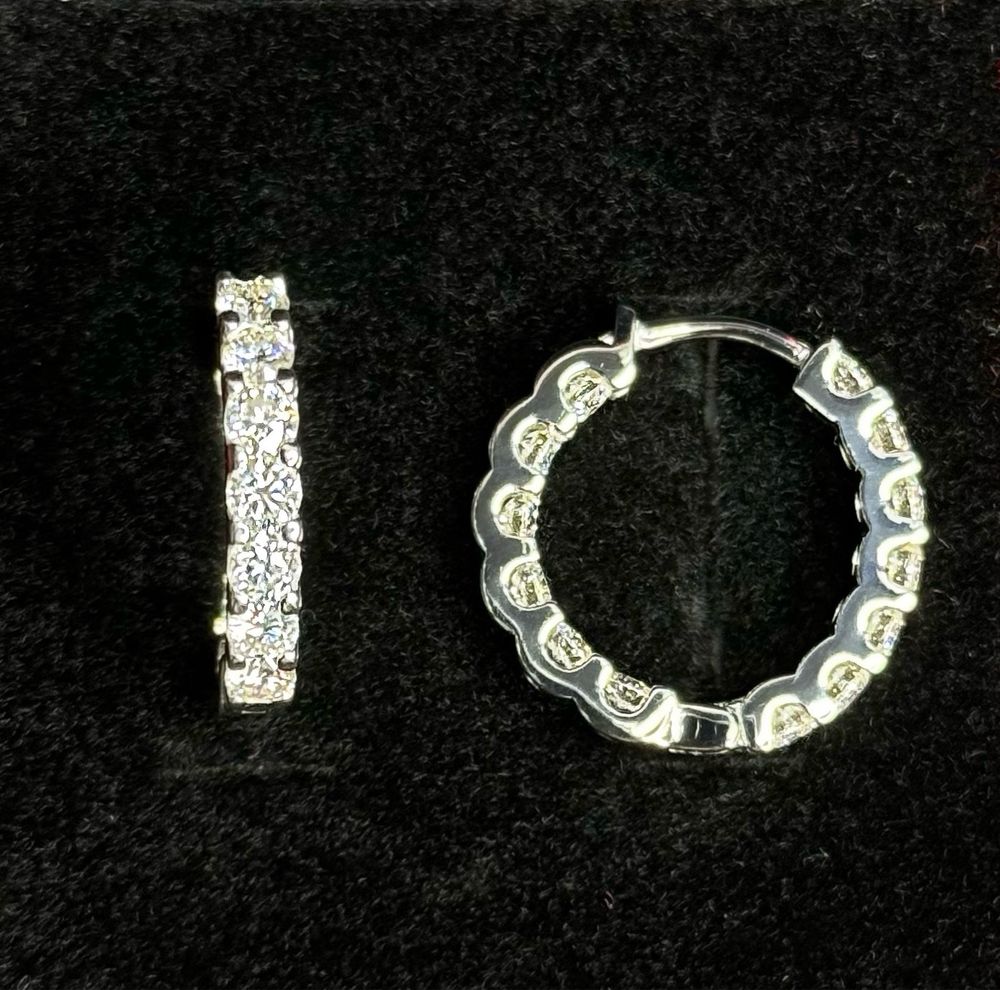 Сережки з діамантами (муассанітами) 2.6ct кільця