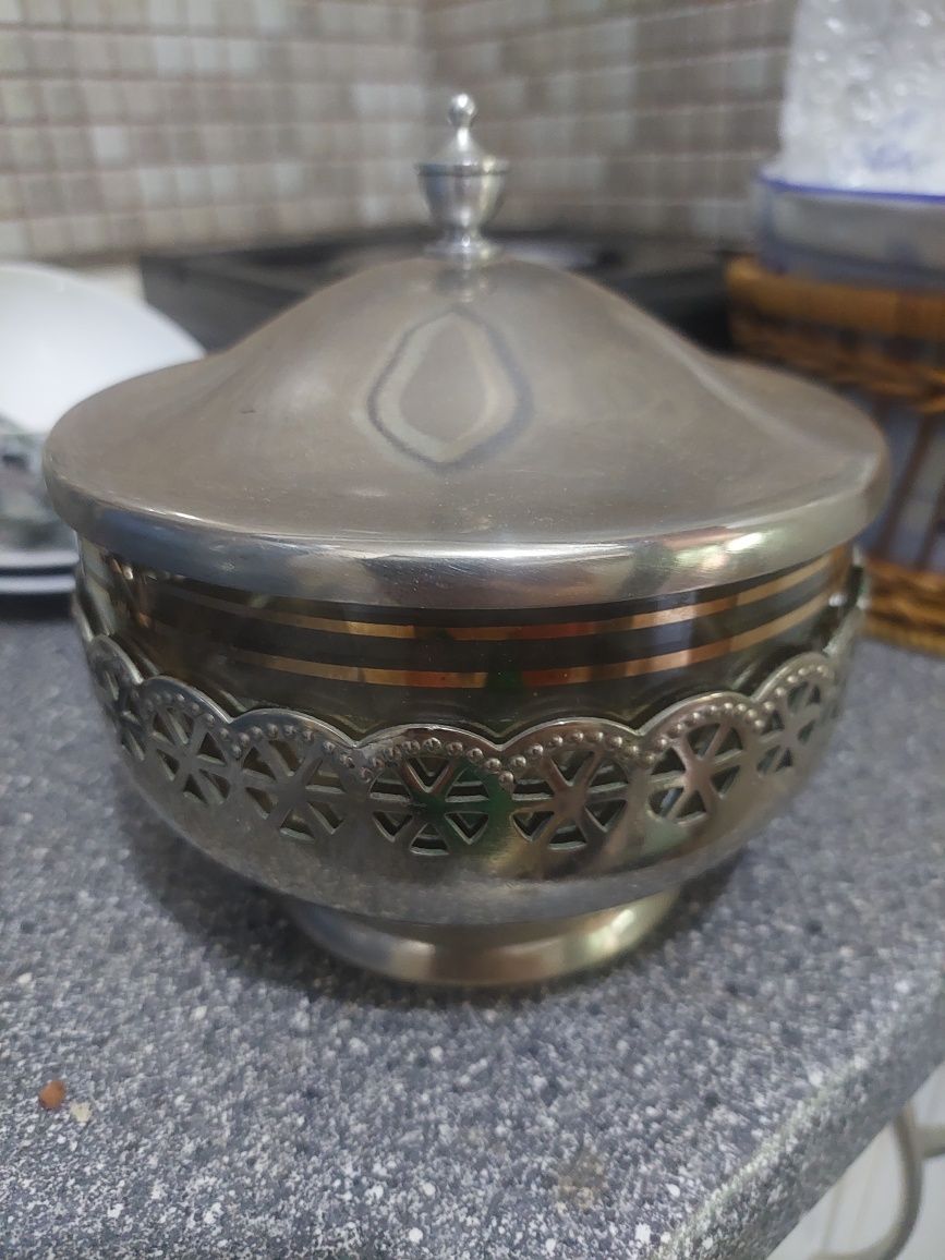 Цукорниця скло мельхіор срср