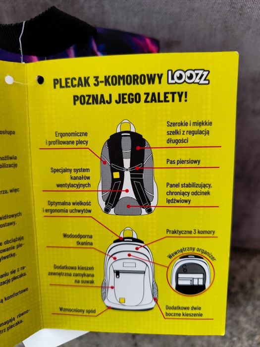 NOWY Plecak szkolny 3 komorowy Loozz