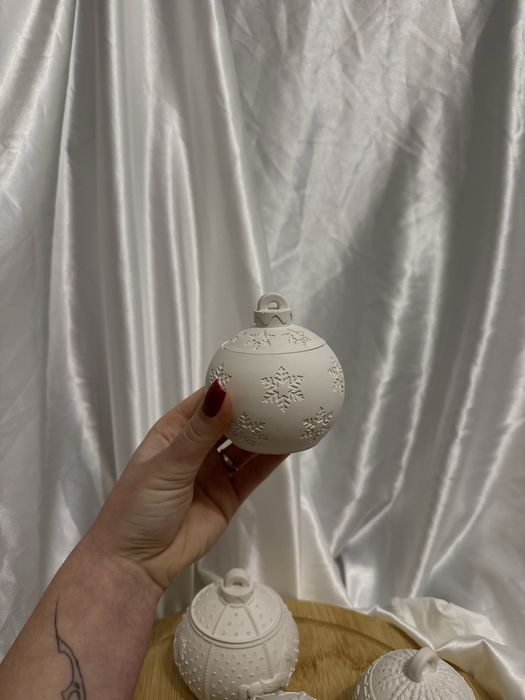 Новорічні гіпсові кашпо / кашпо для свічок / новорічна куля, ялинка