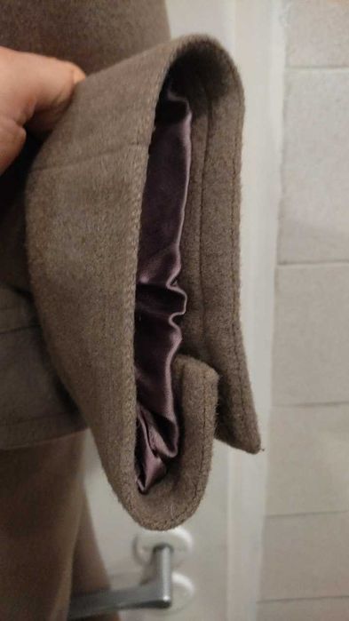 Płaszcz beżowy męski długi 110, w klatce 110, stan bdb