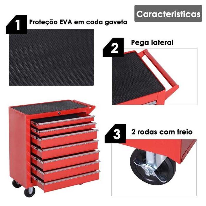 Carro de Ferramentas com Rodas 69x33x75cm