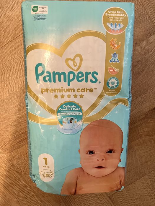 Pieluchy Pampers Premium Care 1 (2–5 kg) – 3 paczki po 50 sztuk