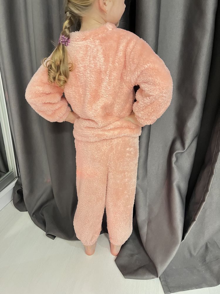 Детская теплая пижама для девочки размер 98-104