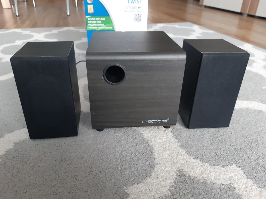 Drewniane głośniki 2.1 zasilanie USB jack subwoofer Esperanza TWIST