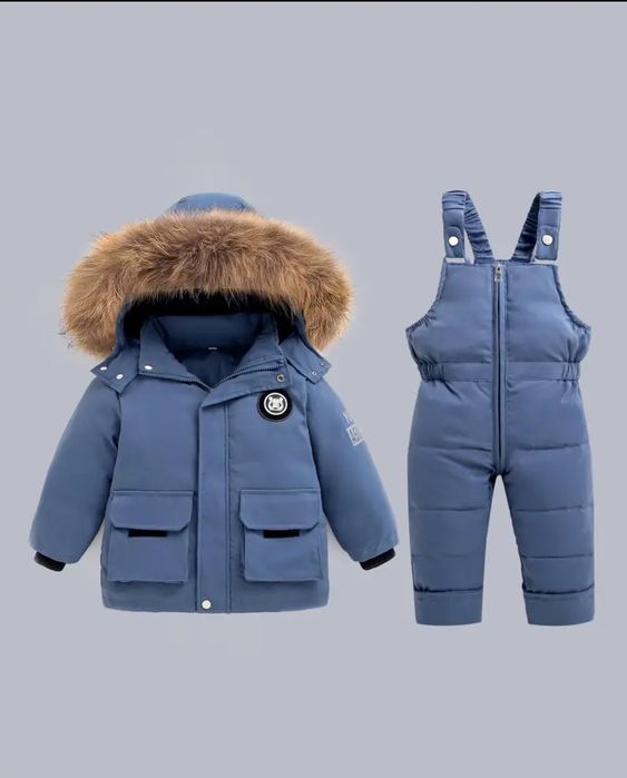 Зимовий пуховий комбінезон, костюм на хлопчика, напівкомбінезон зима