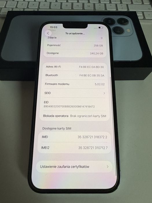 iPhone 13 Pro Max 256gb Sierra Blue Stan Idealny Bateria 100%