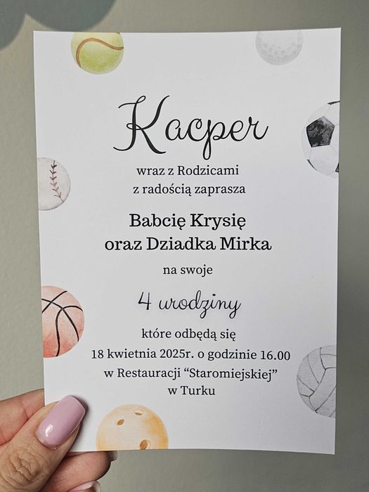 Zaproszenie, urodziny, roczek - piłki, chłopiec – personalizowane