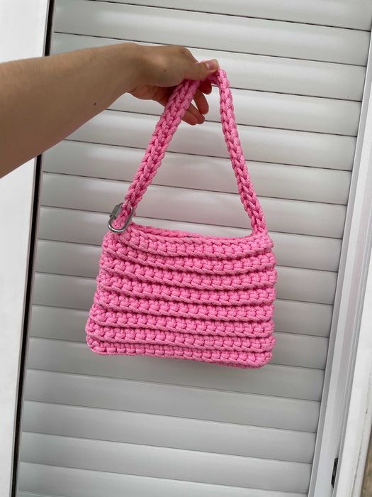crochet bag paracord cord pink