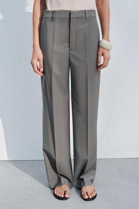Сірі Штани зі 100% тонкої вовни zara S, L