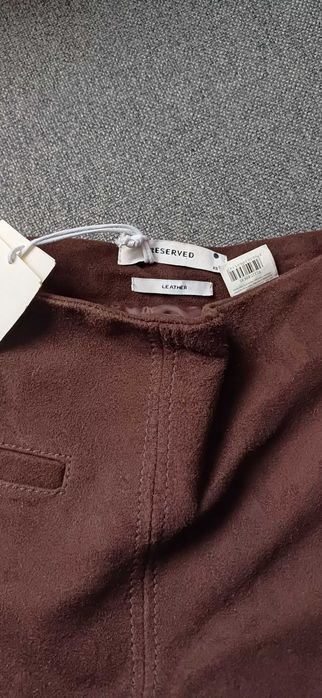 Spodnie z naturalnej skóry/zamsz/ Reserved XS brązowe