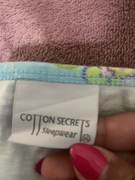 Camisa de dormir “Cotton Sweet” XL azul/rosa/verde de alças