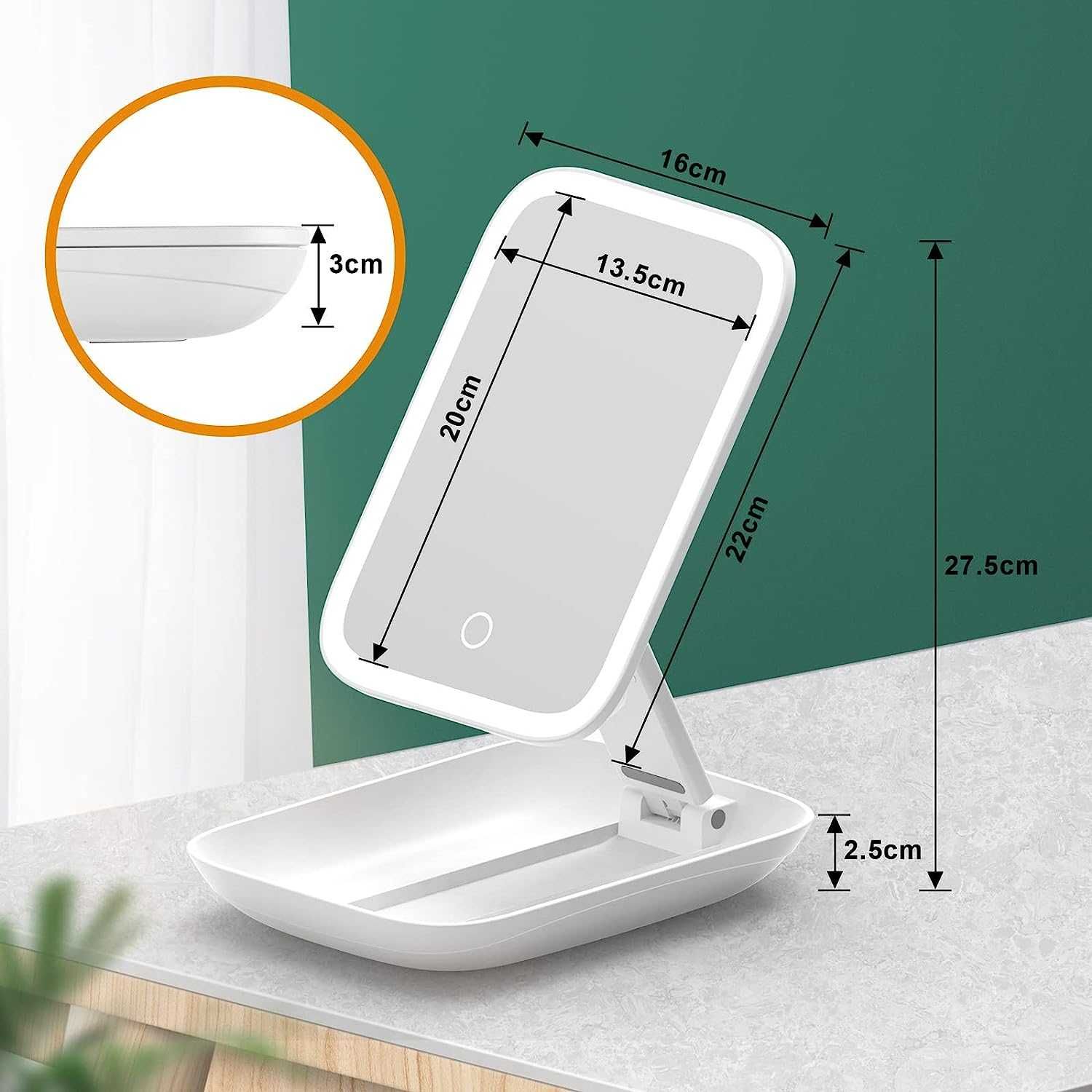 Nowe lusterko do malowania składane / podświetlane meinraum  led ! 370