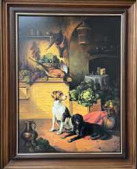Картина натюрморт з фазанами і собаками