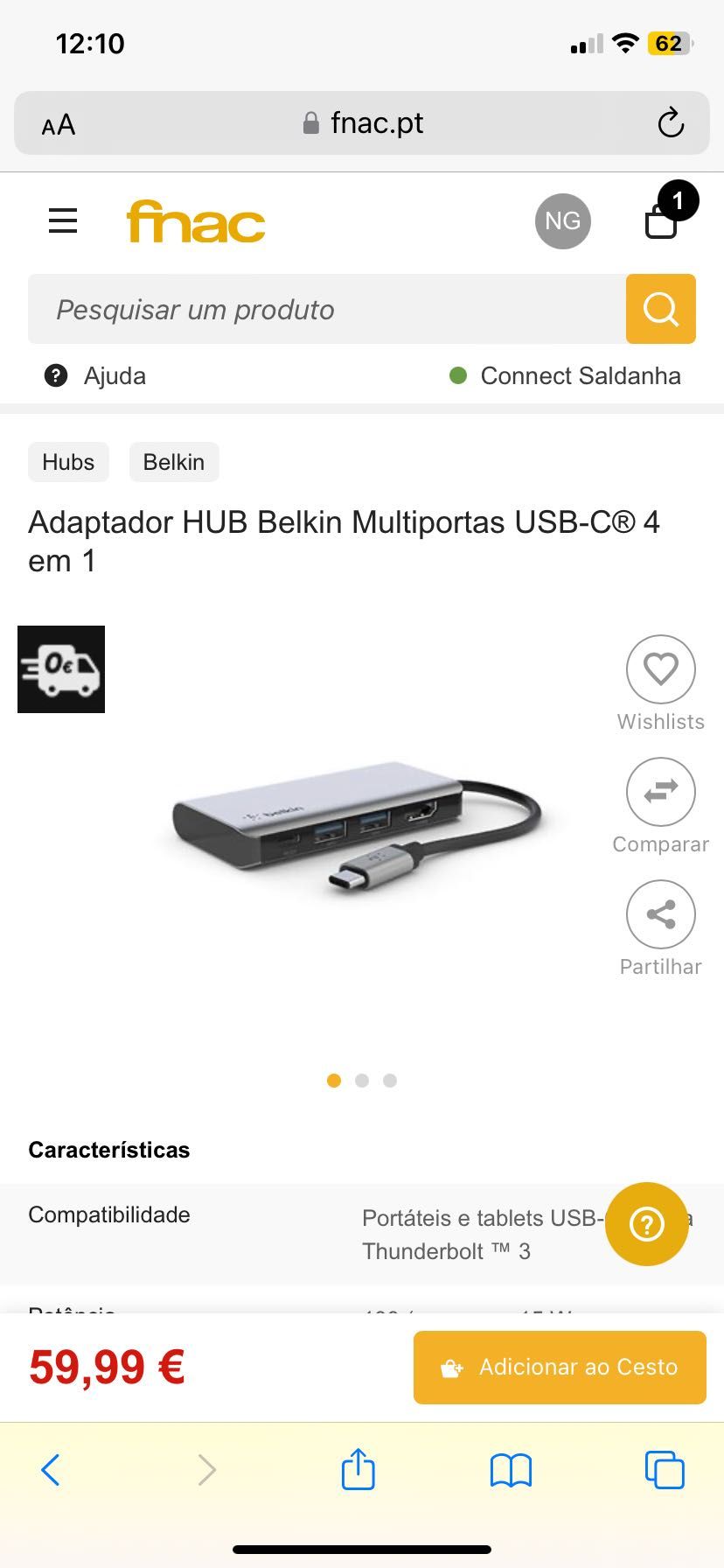 Adaptador HUB Belkin Multiportas USB-C® 4 em 1