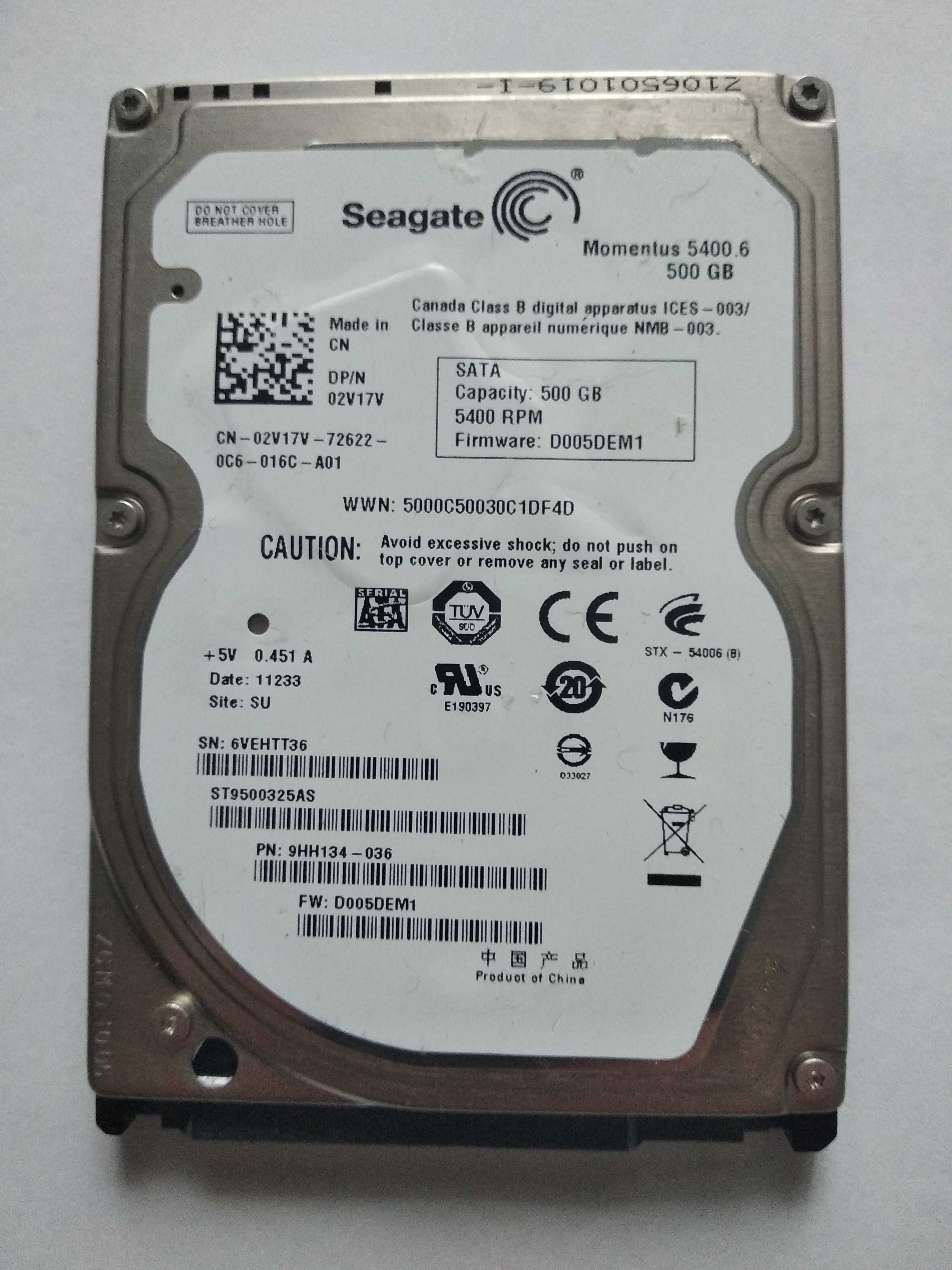 Жесткий диск Seagate 500 Gb 2,5" ST9500325AS