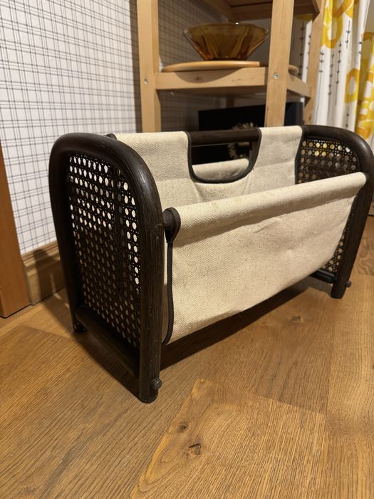 Gazetnik rattan rafia płótno w stylu boho vintage