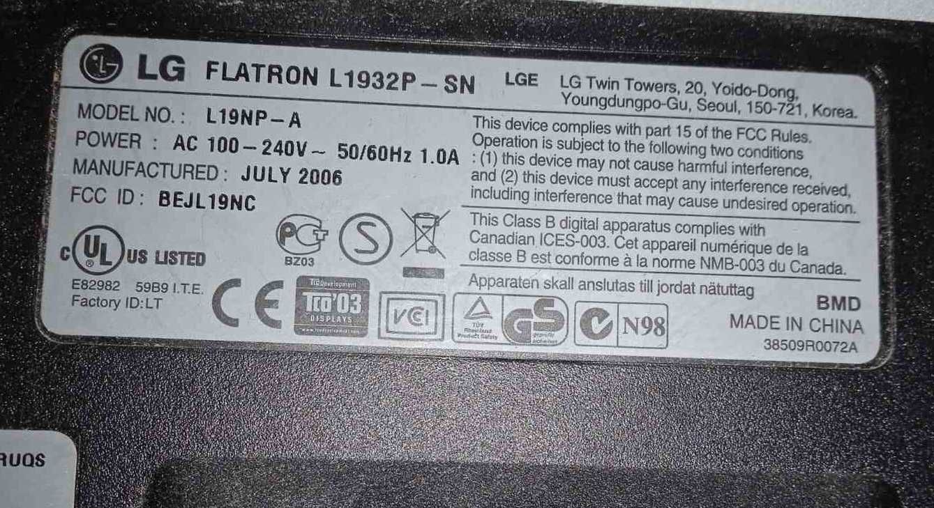 Монитор ЖК LG Flatron L1932P