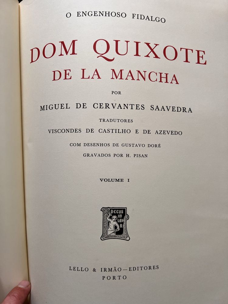 Livro Dom Quixote De La Mancha.Vol | e ||.Pele com gravações a ouro.