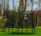 Батут EXIT Silhouette прямокутний 214x305 зелений, чорний, рожевий