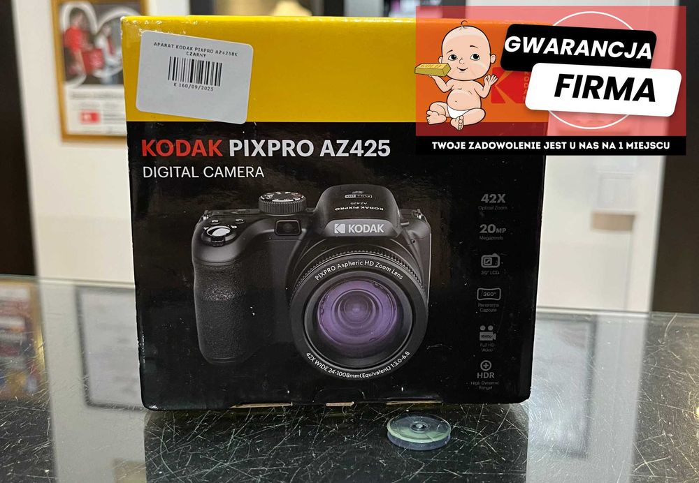 Aparat Kodak Pixpro AZ425  | Nowy |  20.68Mpx | Zoom x42 | Czarny |