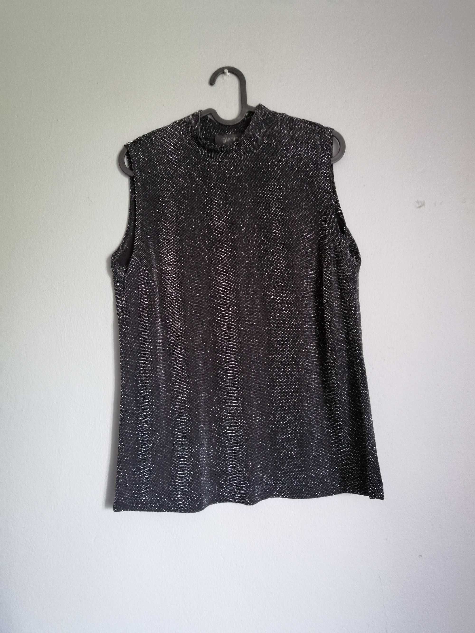 Brokatowa bluzka półgolf top halter XL