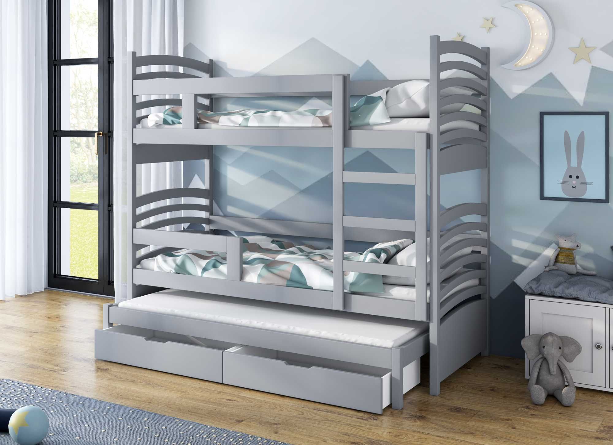Łóżko piętrowe LILA 3 osobowe, materace 160x75 | 180x75 gratis