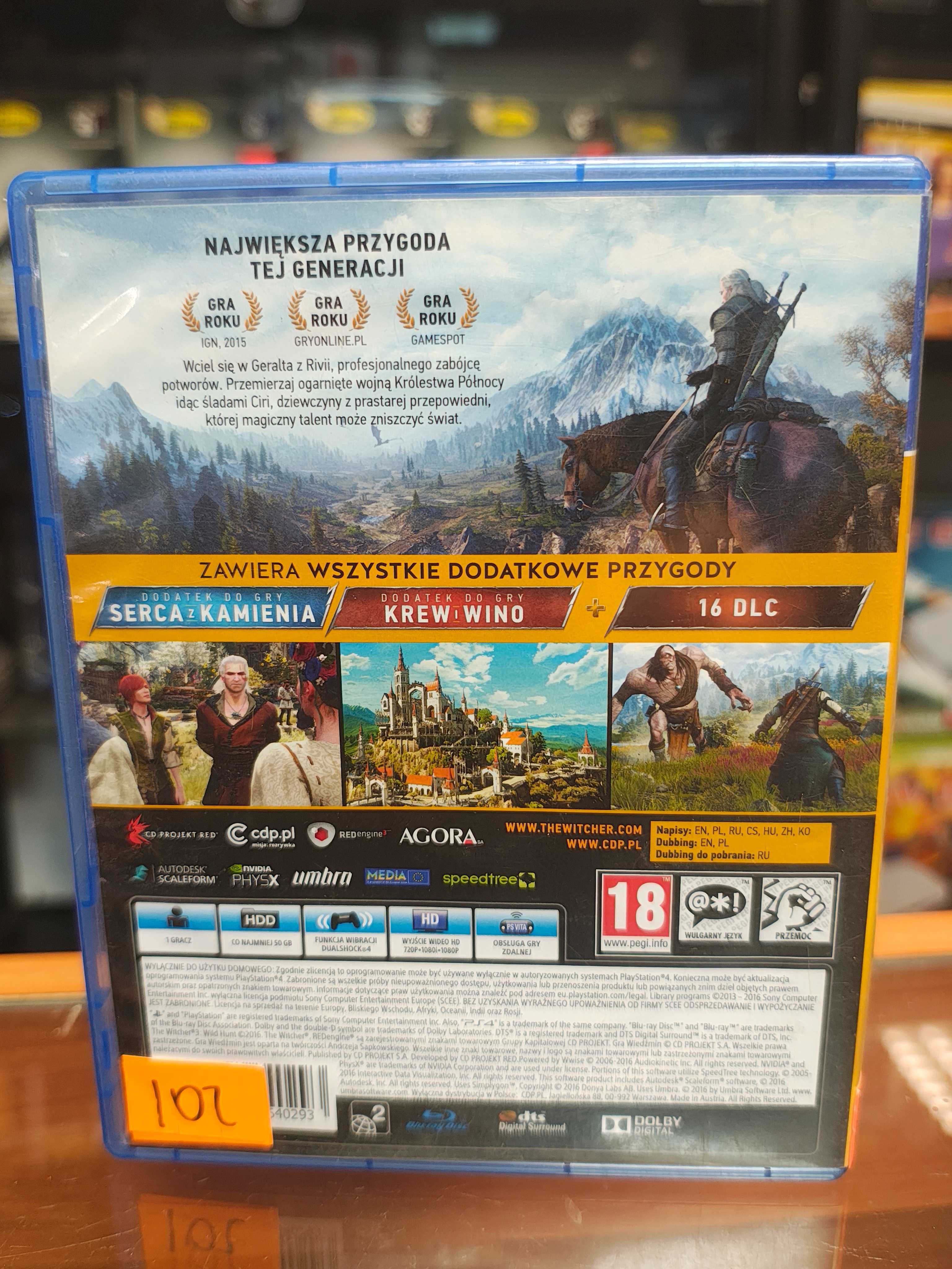 Wiedźmin 3: Dziki Gon PS4 goty, Wysyłka Wymiana