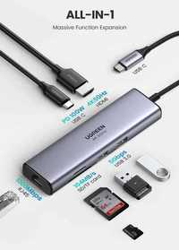 Ugreen 7in1 USB TypeC хаб: HDMI 4k60Hz, RJ45 LAN, USB3.0 SD/TF, PD100W