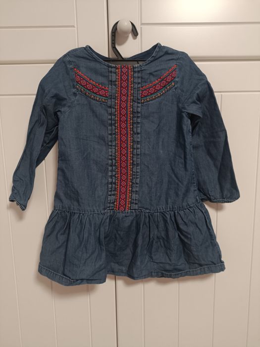 Jeansowa sukienka z haftem DP...am (Du Pareil) r. 86 (12-18 msc)