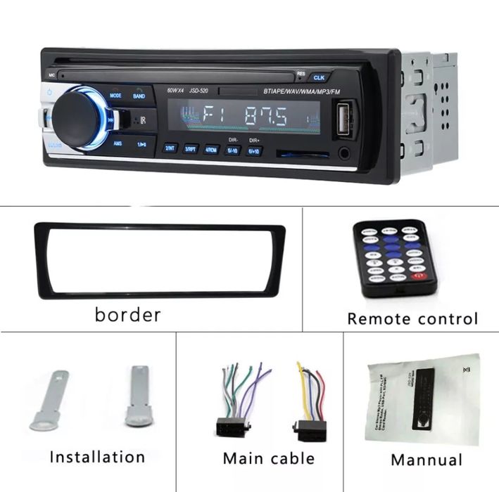 Магнітофон 1din магнитола bluetooth usb fm SD aux 1дин