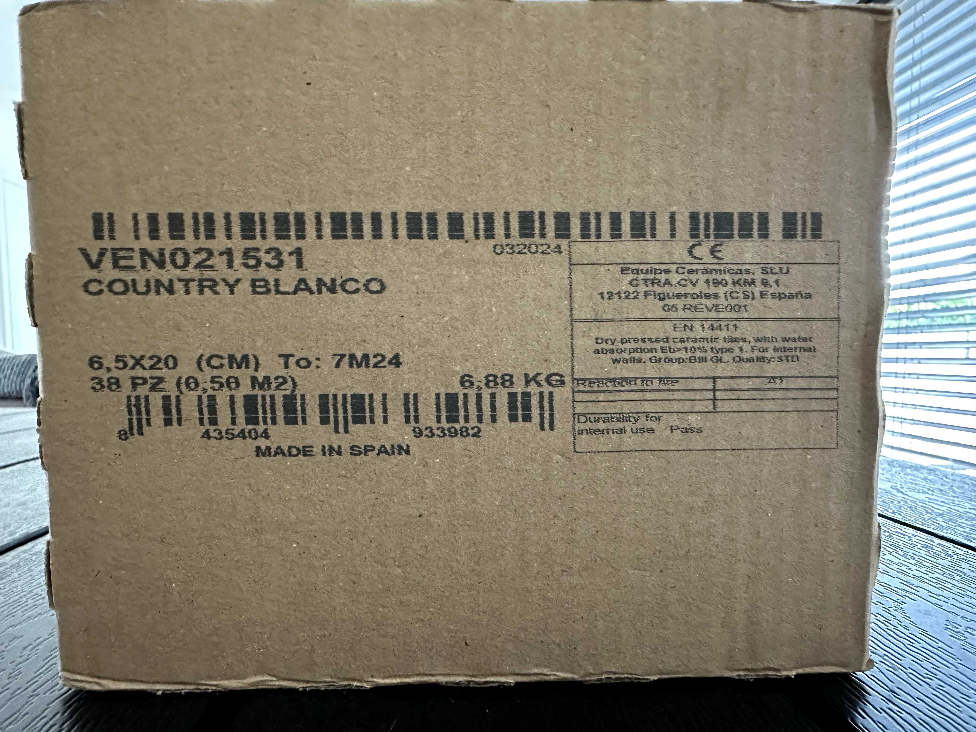 Płytki ścienne Equipe Country Blanco 21531 6,5x20 cm, białe