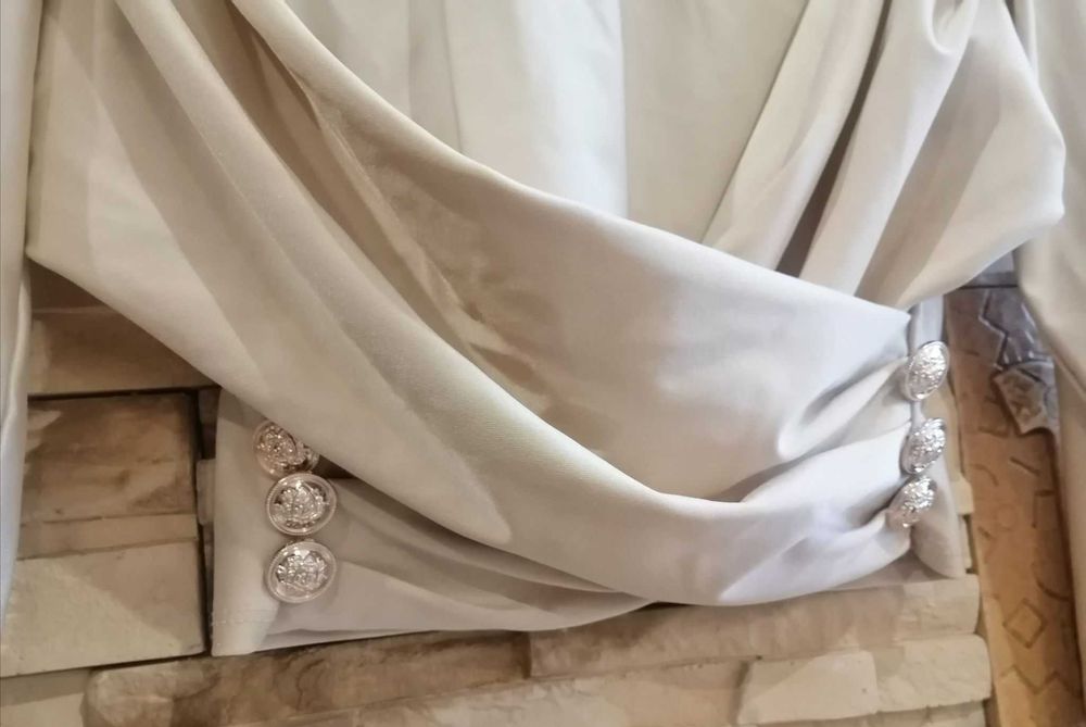 komplet bluzka spodnie szerokie wonder look beżowy xs s m