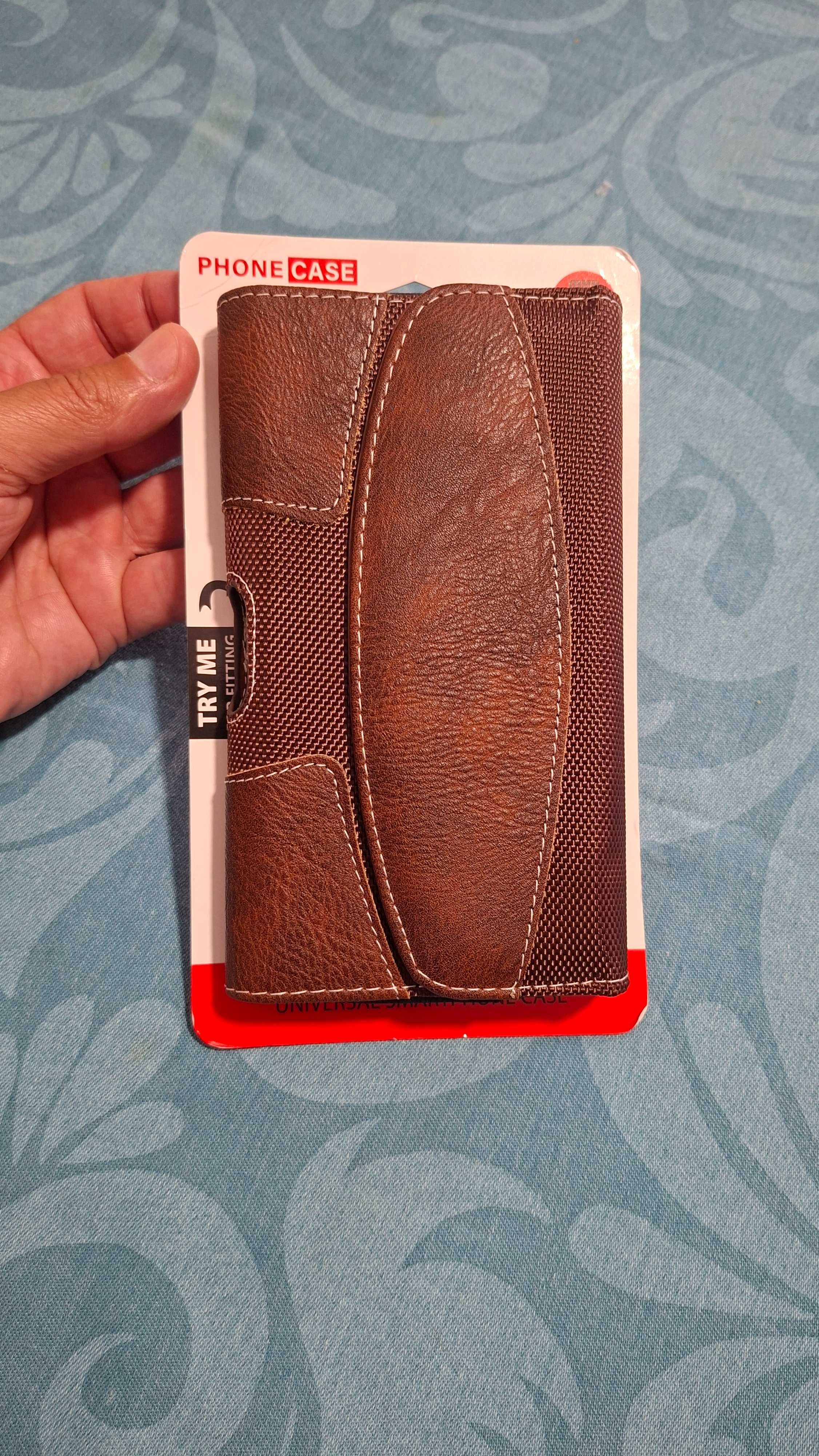 Bolsa de Cintura em Pele e Tecido para Telemóvel, (C=16.5 L=9 E=1.8)cm