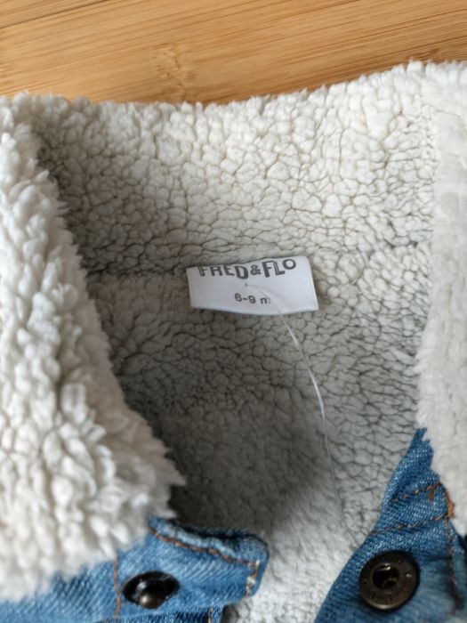 Nowa kurtka jeansowa Fred & Flo niebieska z futerkiem  68-74cm