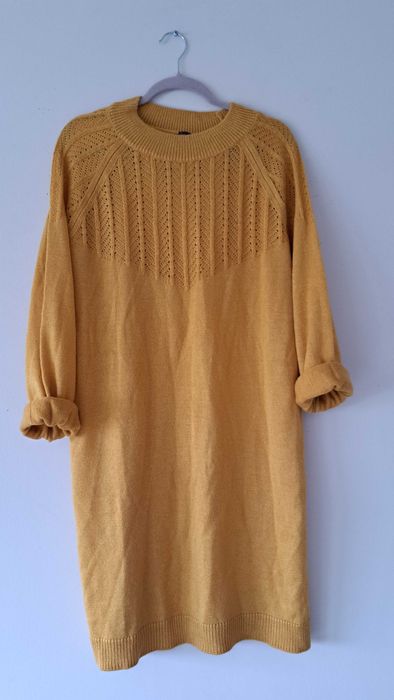 Sweterkowa musztardowa sukienka rozm 46/48/50