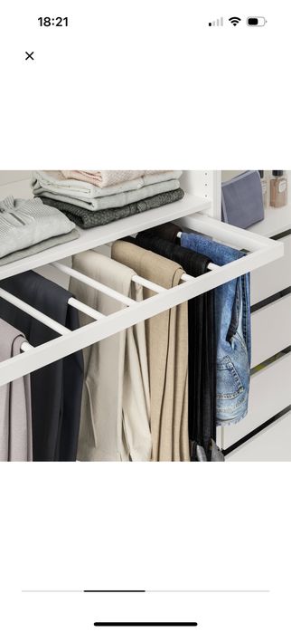 Wysuwany wieszak na spodnie, biały, 100x58 cm, Ikea