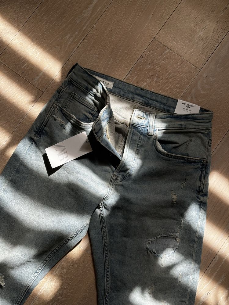 Zara jeansy distressed slim