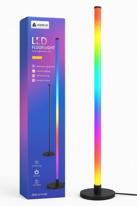 Лампа підлогова кутова торшерна smart rgb кольорова з пультом 120 см