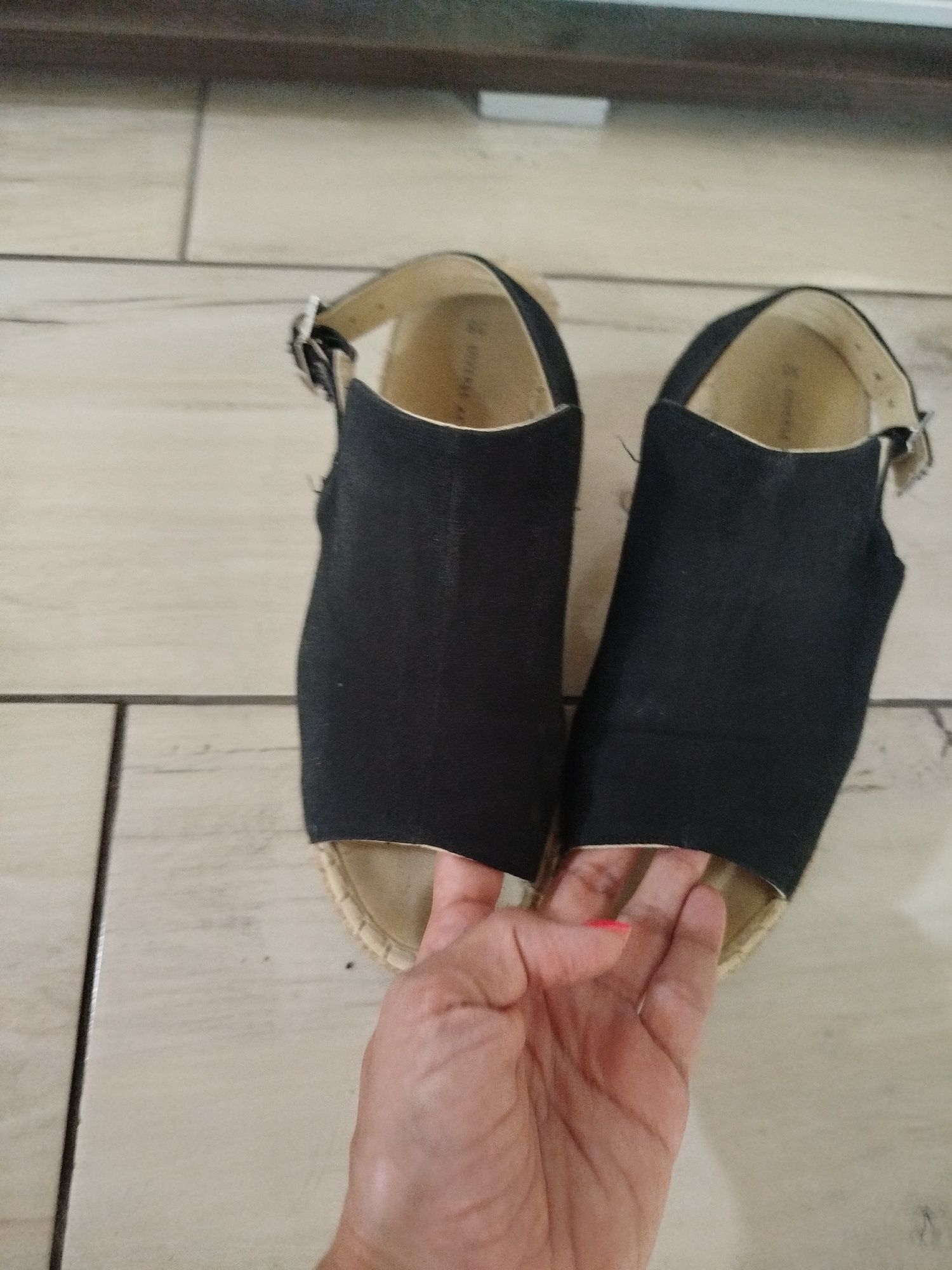 Espadryle na koturnie Diverse r.38 czarne 24,5cm