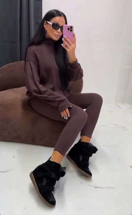 La milla komplet bluza plus legginsy czekolada S