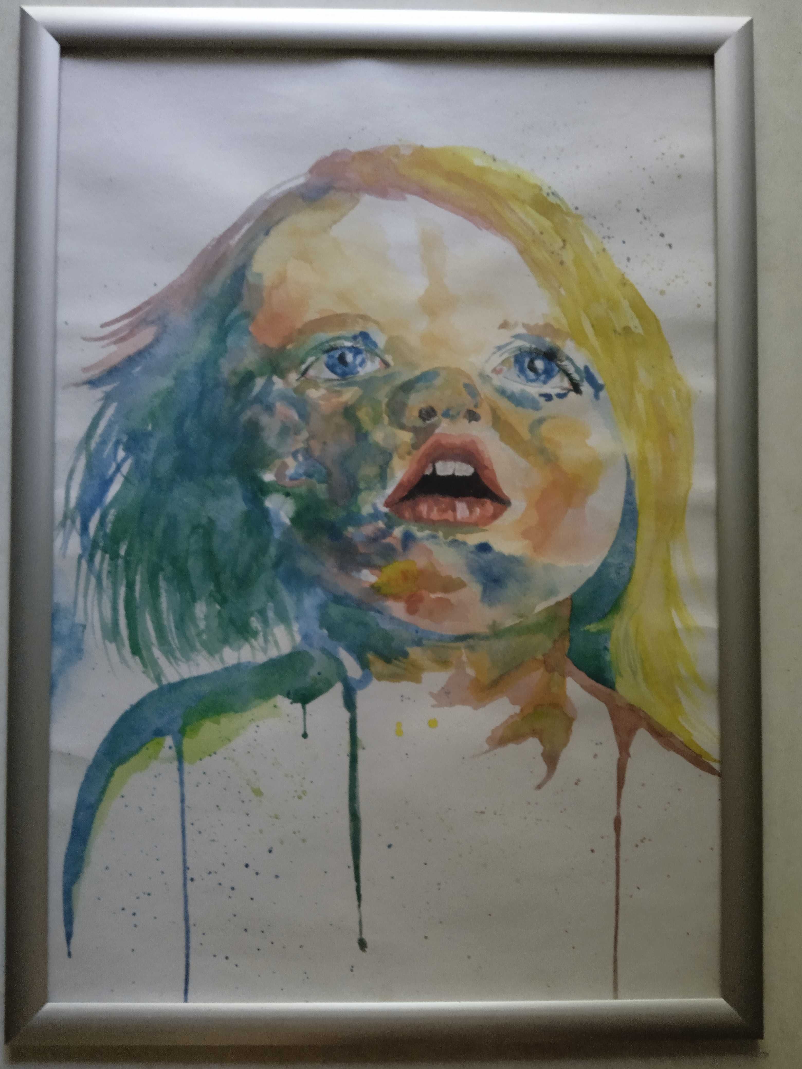 Картина акварельна "Дівчинка" у рамці