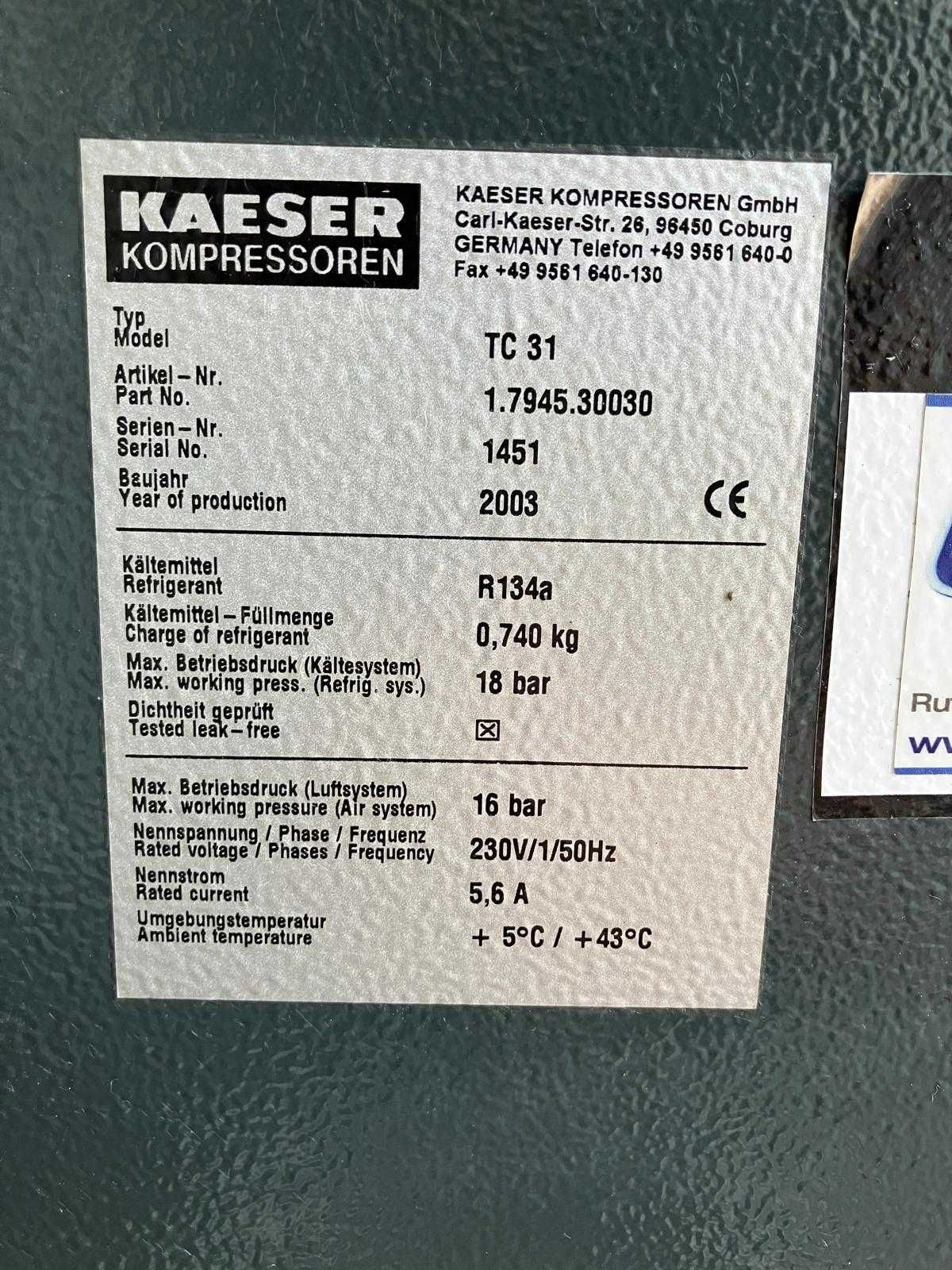 Osuszacz ziębniczy KAESER TC 31, 3.2 m³/min, chłodniczy do kompresora