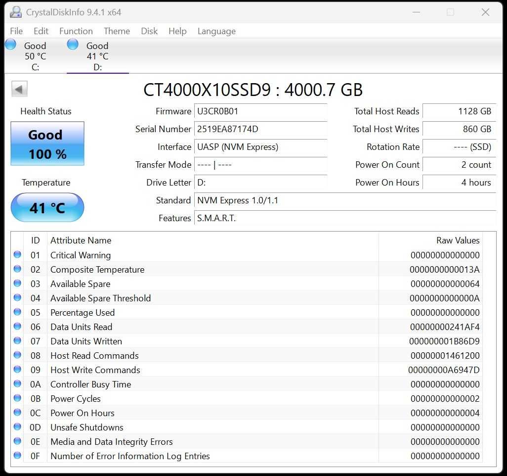Crucial X10 4TB USB3.2 SSD