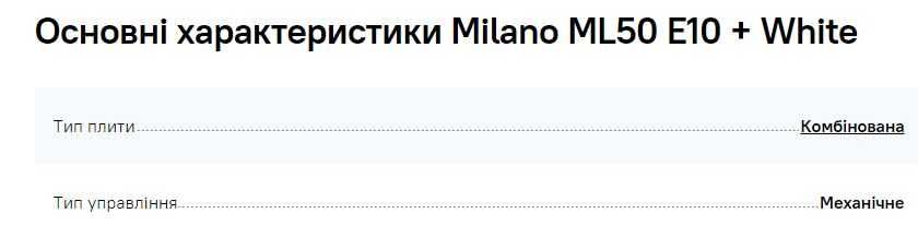 Терміново! Плита газова Milano ML50 E10 White (б/у лише 6 місяців)