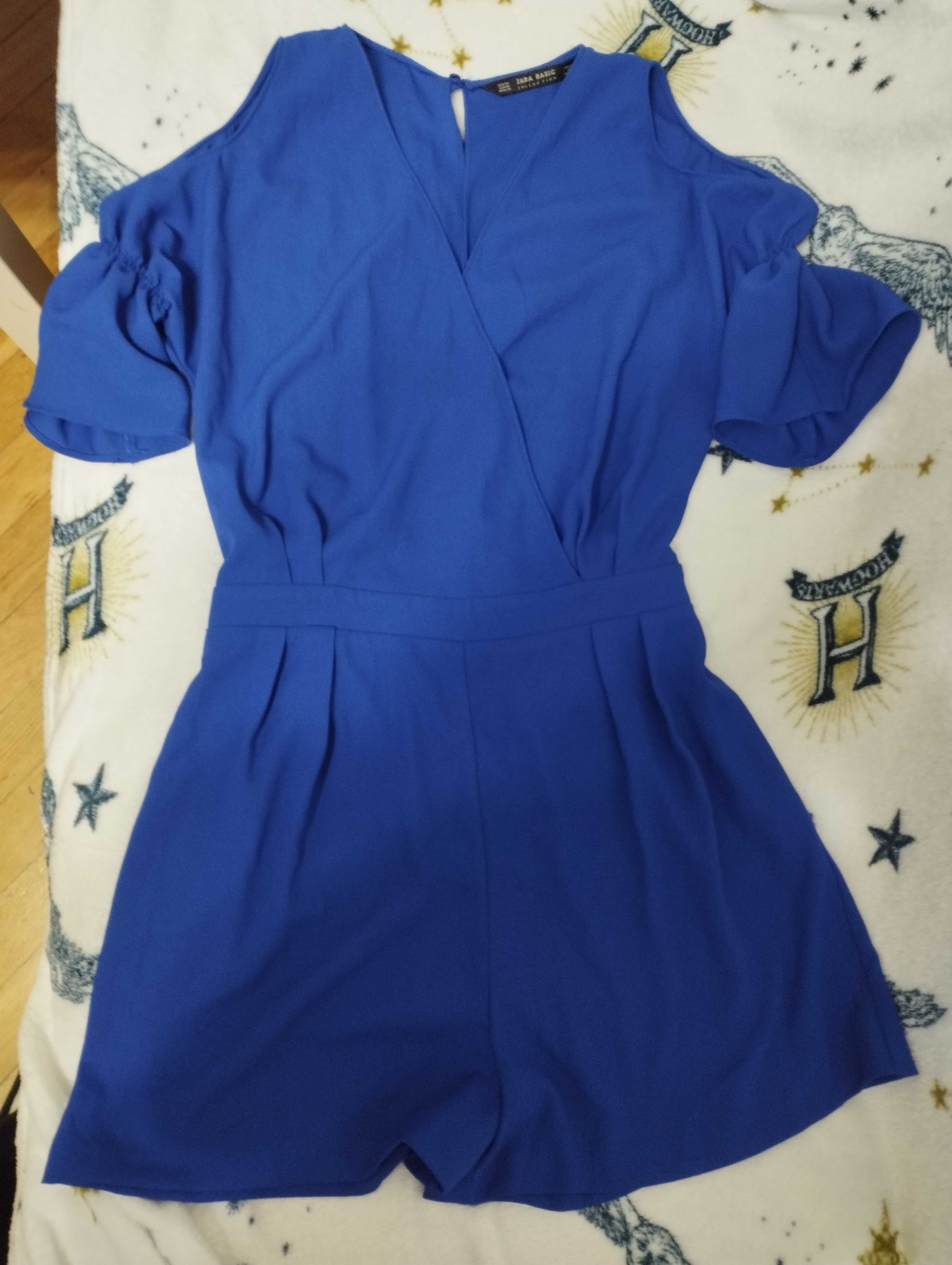 Elegancki kombinezon krótki rękaw Zara rozmiar xs królewski niebieski