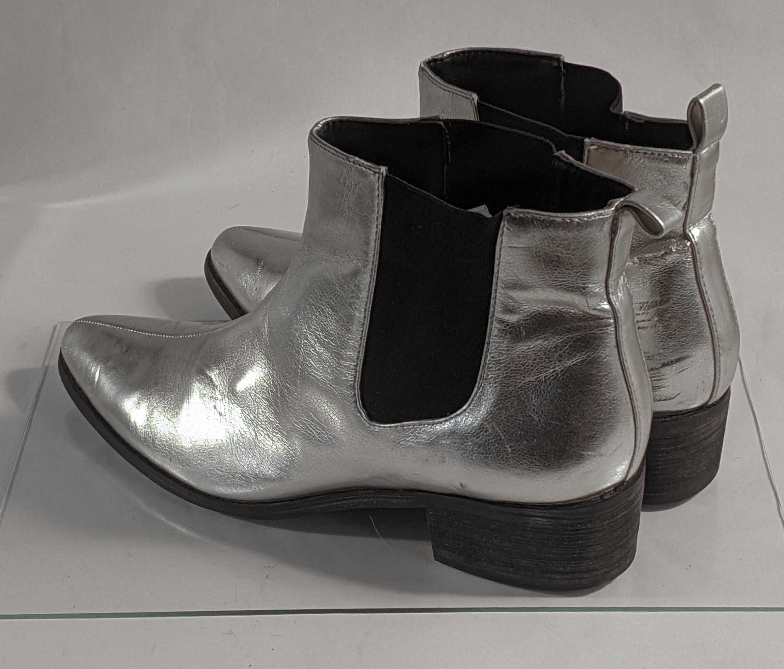 Ботинки туфли челси металлик серебро женские 37 размер