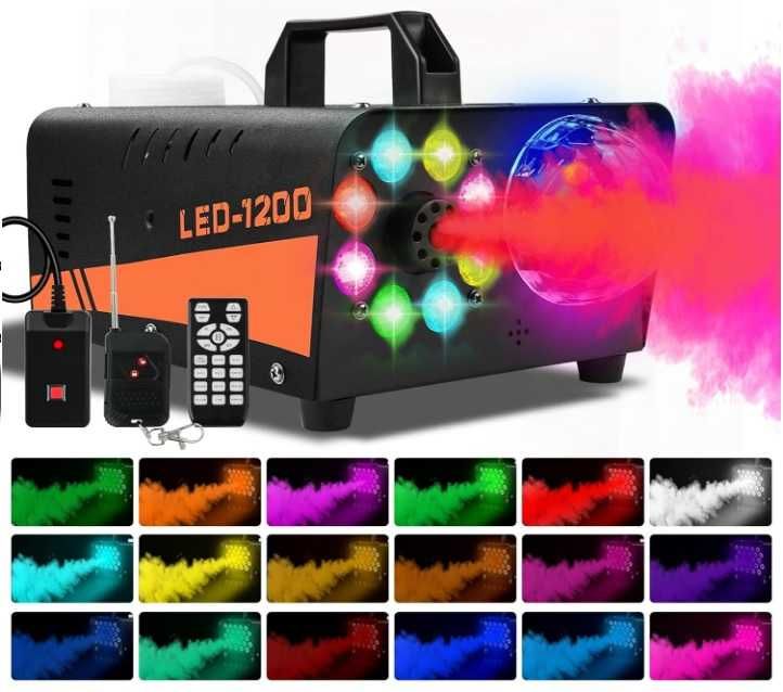 Máquina de Fumo 1200W - LED RGB 13 Cores / Comandos
