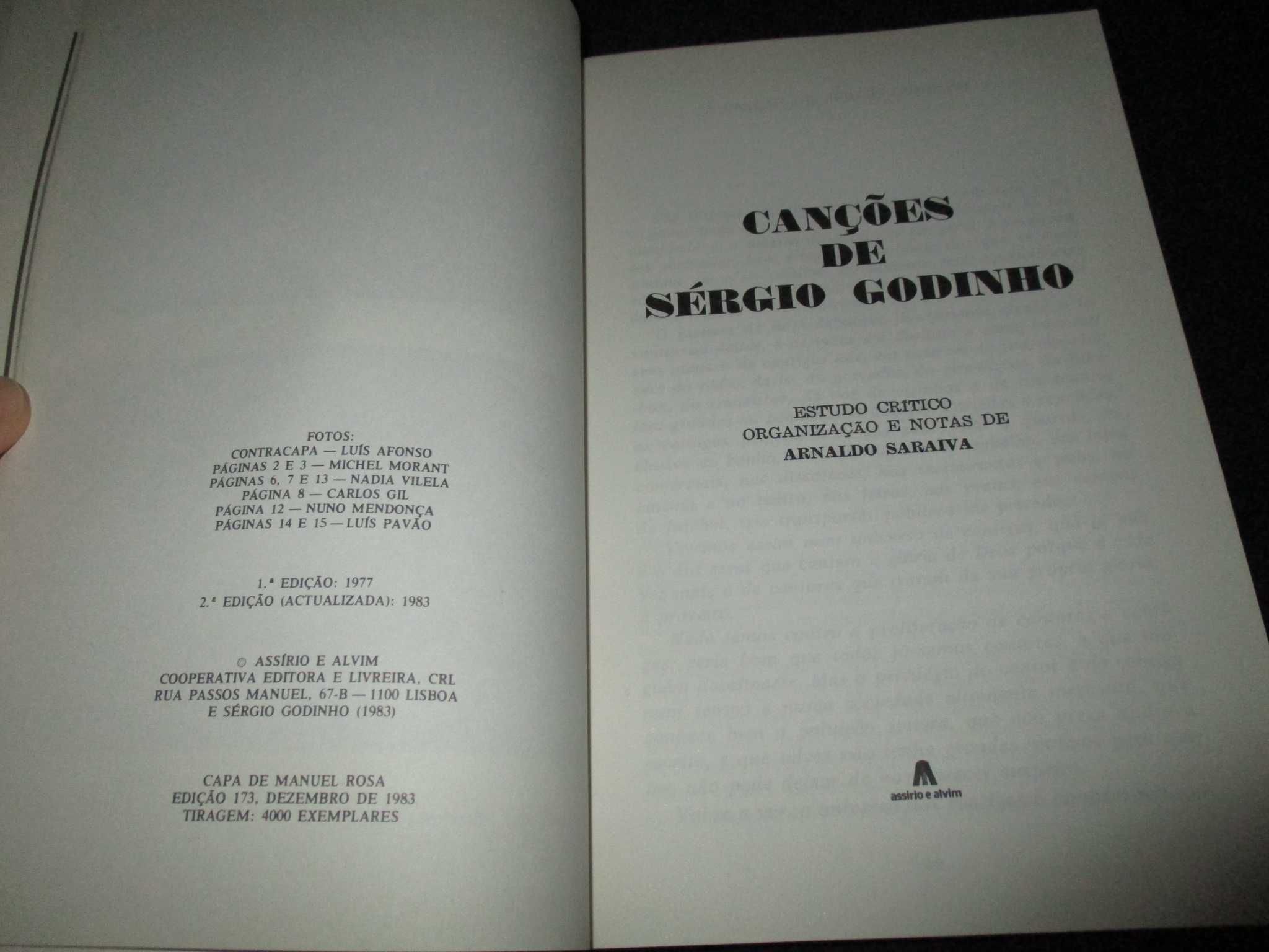 Livro Canções de Sérgio Godinho Arnaldo Saraiva